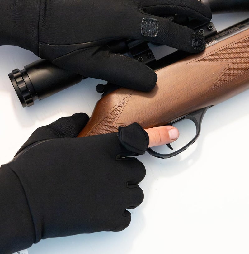 REVOLUTION RANGE Hunting & Rifle Shooting Gloves with Open Index Trigger Finger Flip | Genuine Leather Palm Grip | for Outdoor Tactical Sports | Airsoft Paintball Trap Skeet Clay Shooting - Image 5